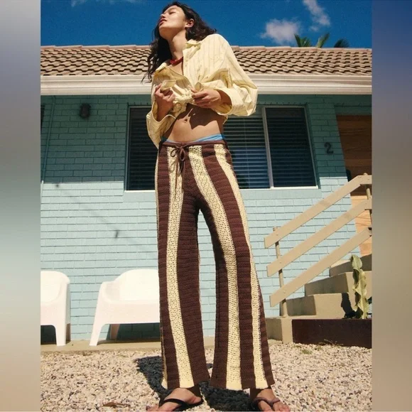 FREE PEOPLE EST CABANA CROCHET SET!! Top and bottom!!! New! L - Picture 3 of 9